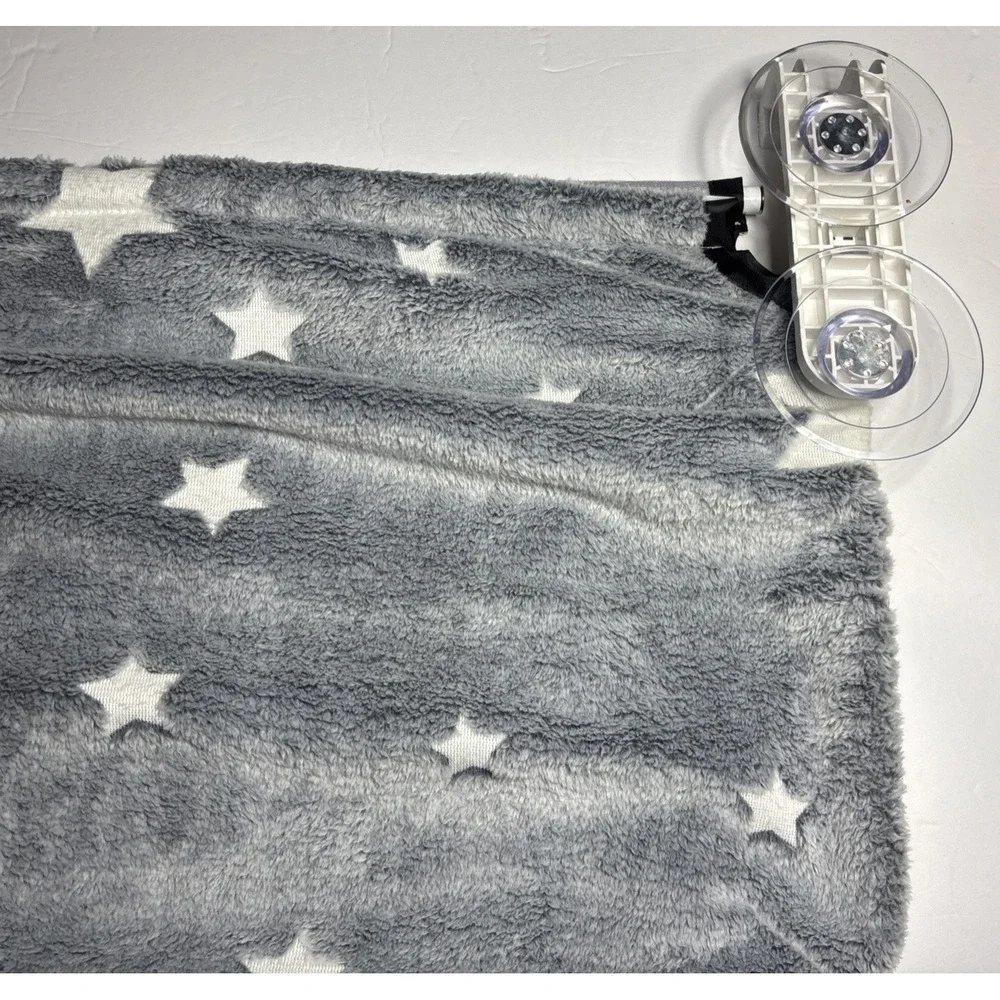 POMESEA Cat Window Perch for Large Cats Gray Star Fleece Hammock 44lbs Capacity